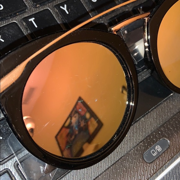 Black alloy frames cat eye pink mirror sunglasses - Picture 6 of 8